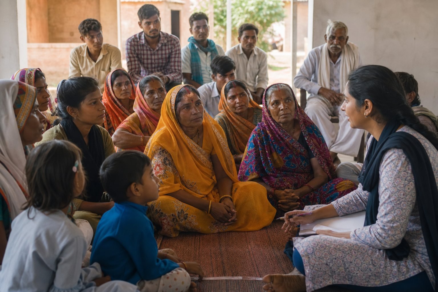 Community members sharing their needs with an outreach facilitator