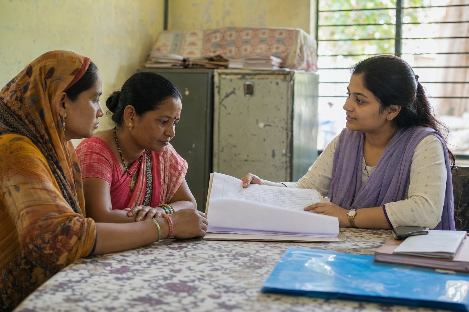 A community coordinator transparently reviewing project records