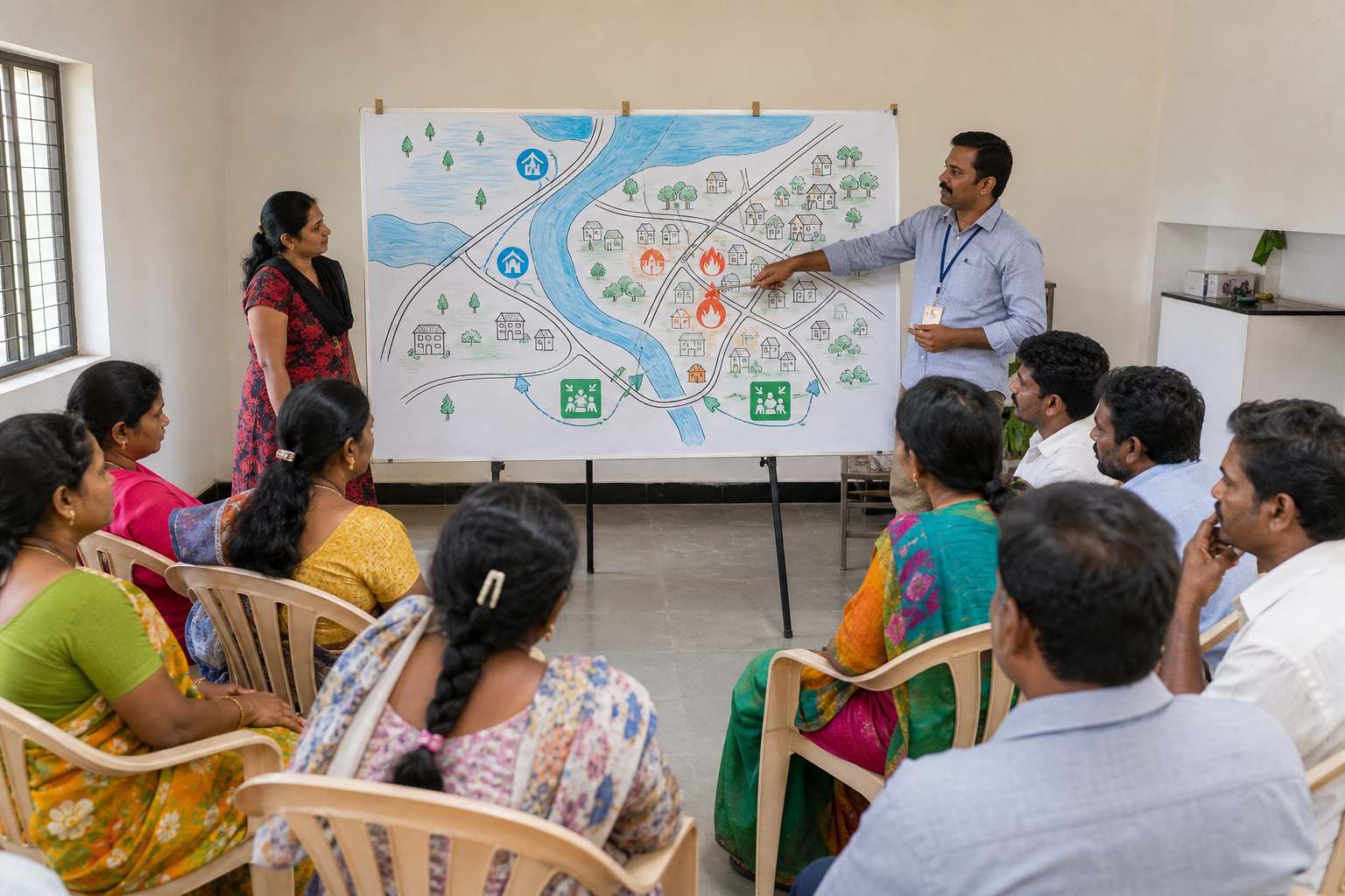 Residents learning about local hazards using a community risk map
