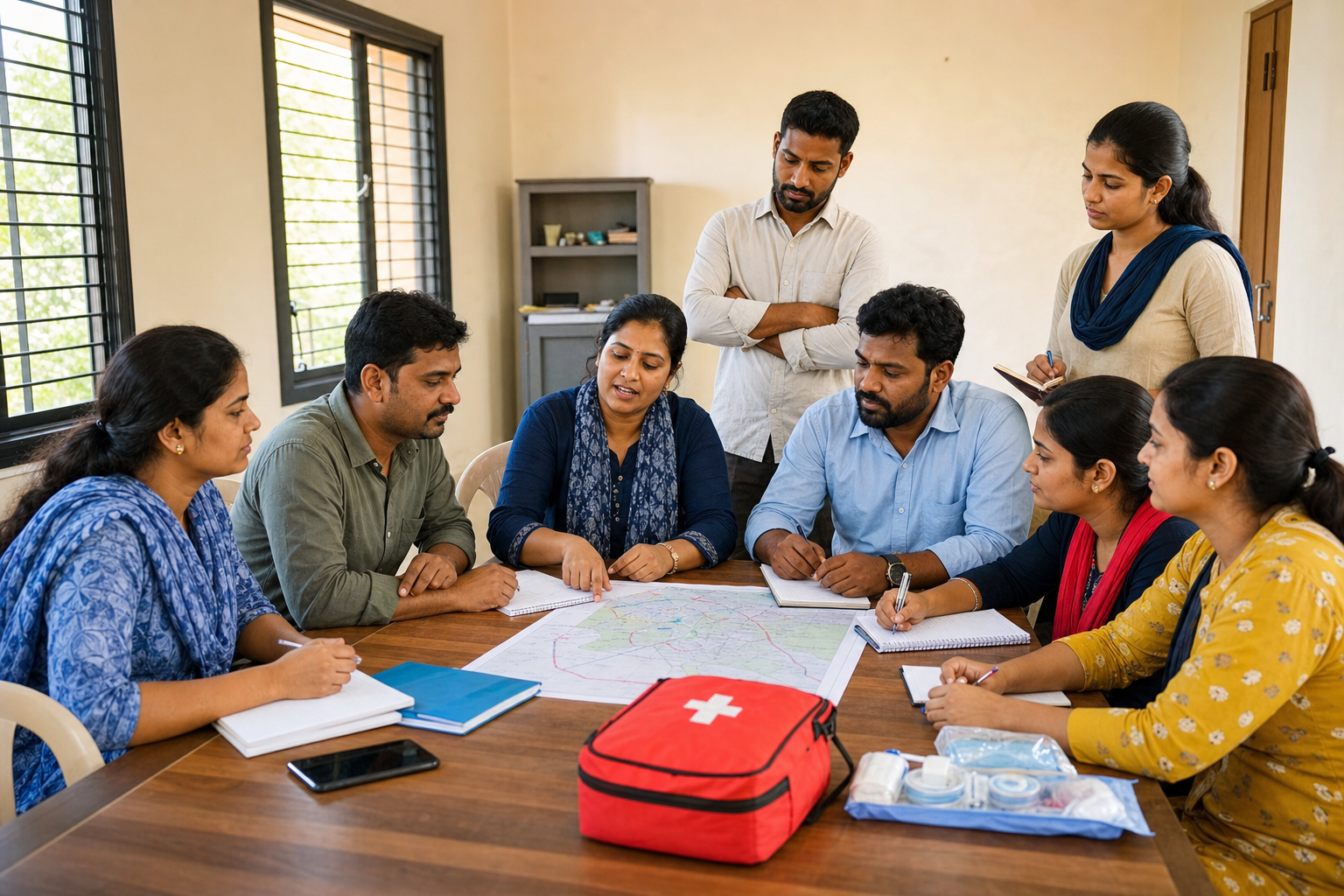 An experienced nonprofit field team planning a community program
